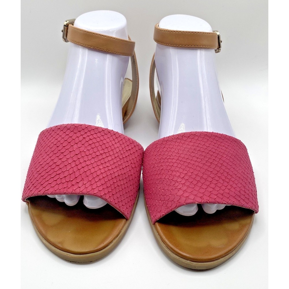Tommy Hilfiger Sandals Women's 8M Hot Pink Tan Ankle Strap Flat Open Toe